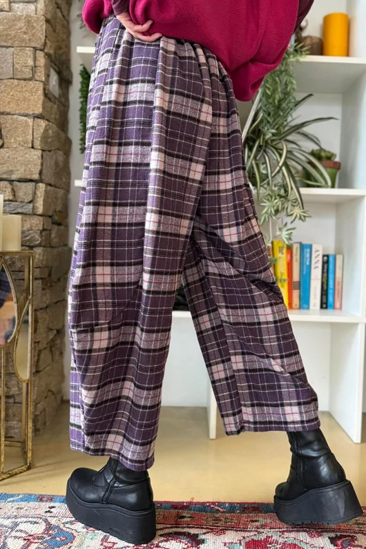Patrick Plaid Brushed Cotton 7/8 Barrel Pant Fig